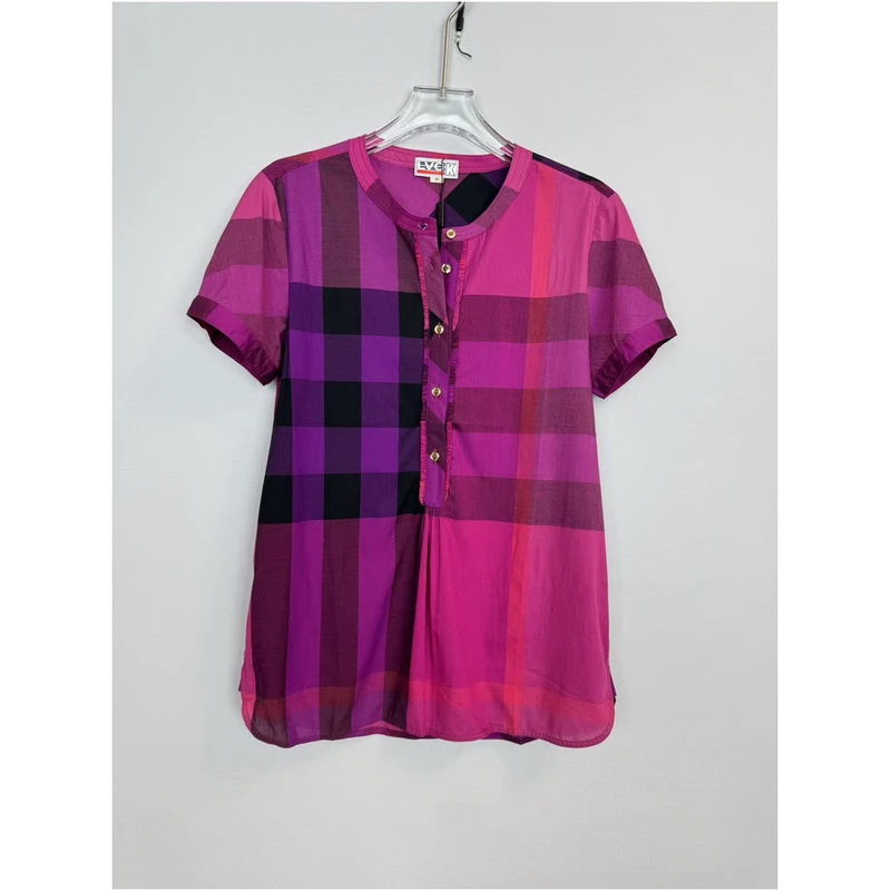 短袖衬衫短袖女格子3771