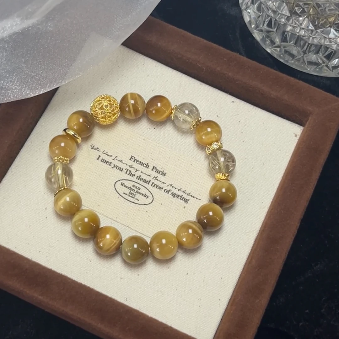 天然 卡10咪 金虎眼 金发晶 原创手串