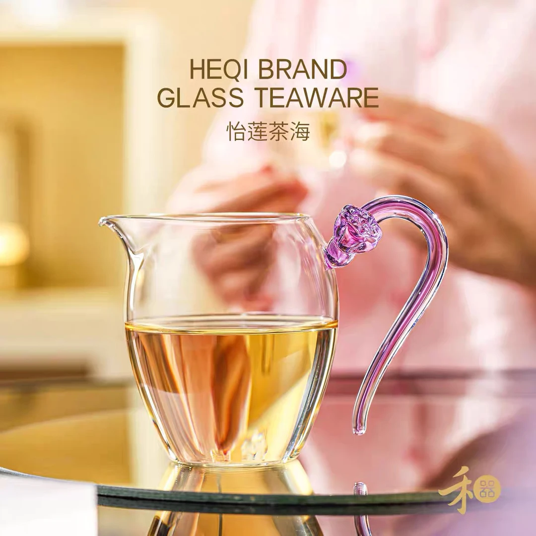 禾器高硼硅玻璃公道杯 手工耐高温玻璃茶海 禾器怡莲茶海320ml