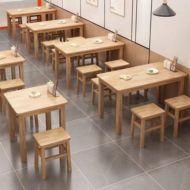 全实木餐桌快餐桌小吃店餐饮桌椅四方桌正方形实木大排挡面馆通用
