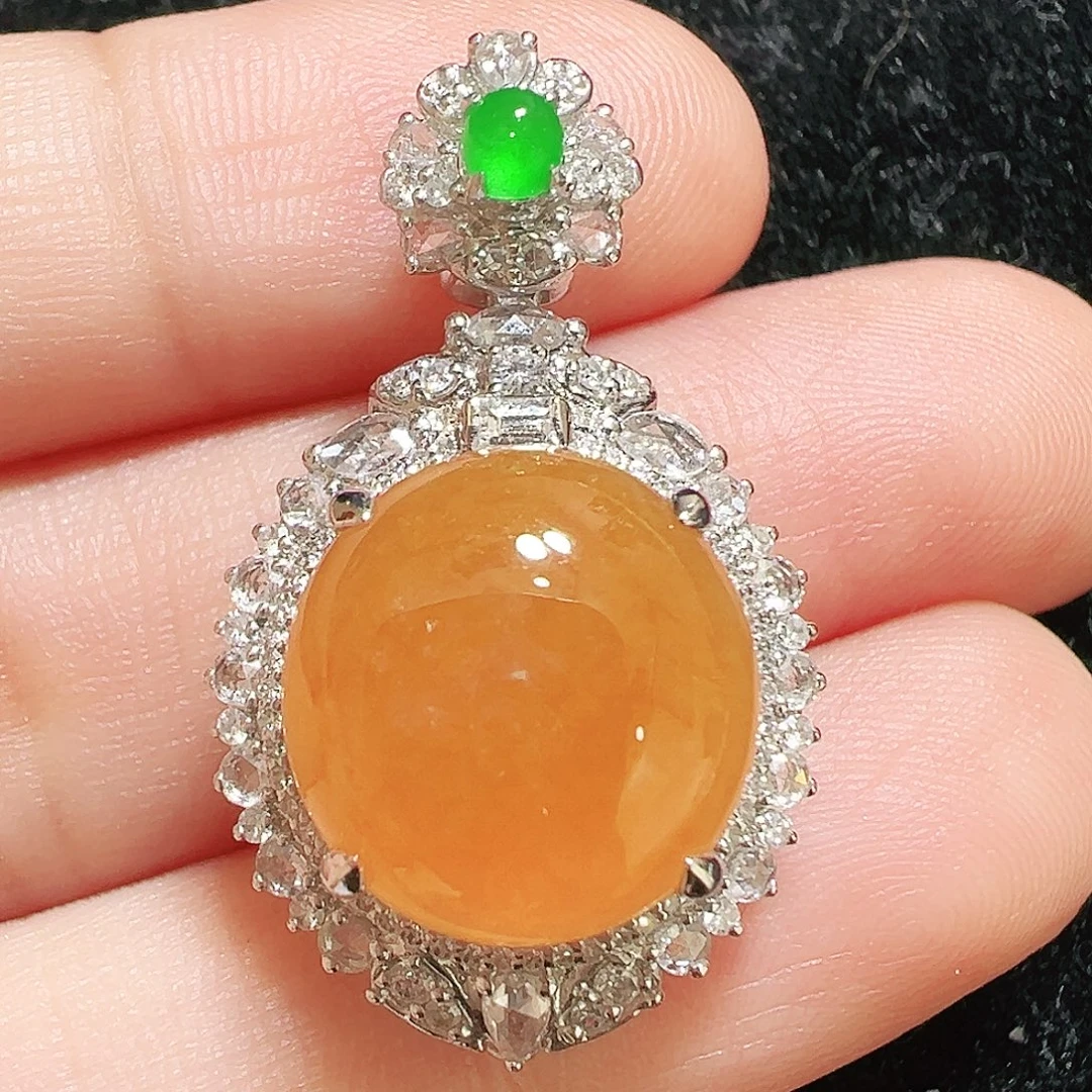 翡翠18K金镶嵌吊坠(不含链)