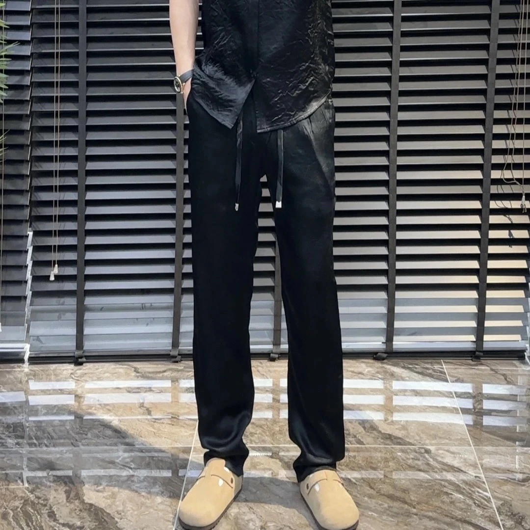 醋酸面料夏款微弹力夏季长裤直筒裤休闲裤韩版时尚裤子男士