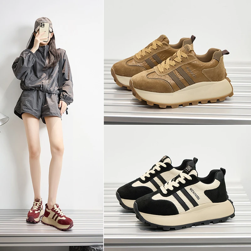 2025运动鞋新款阿甘鞋女时尚潮流休闲鞋老爹鞋百搭厚底德训鞋防滑