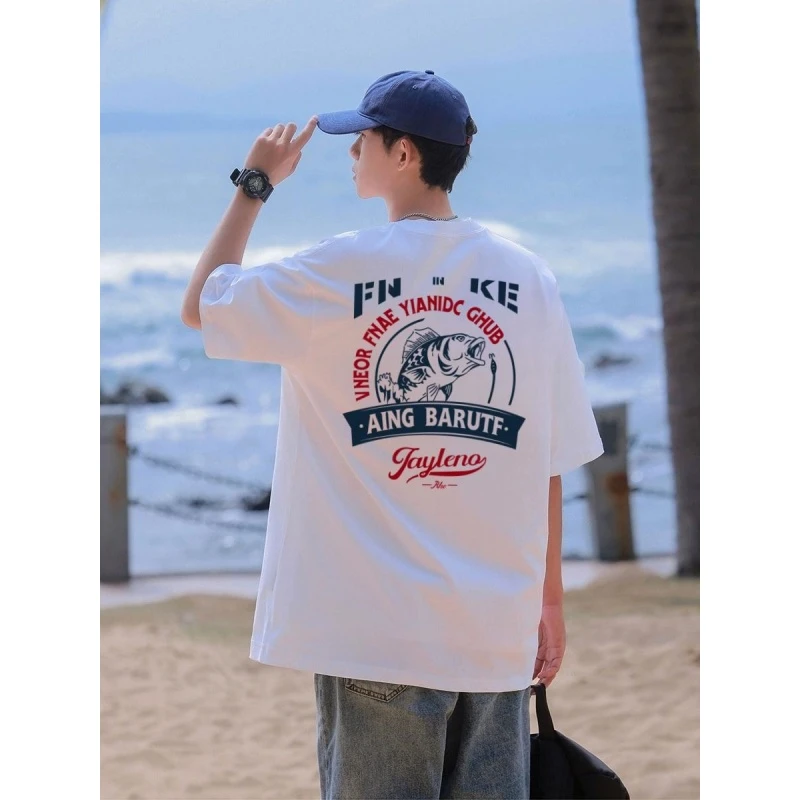 【新疆棉】270g重磅纯棉印花短袖T恤男夏季2025新款男生半袖男款潮