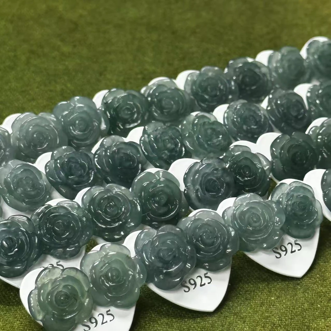 春日福利 925银翡翠 有钱花 天然冰透玫瑰耳钉 多样发一件 LG2649