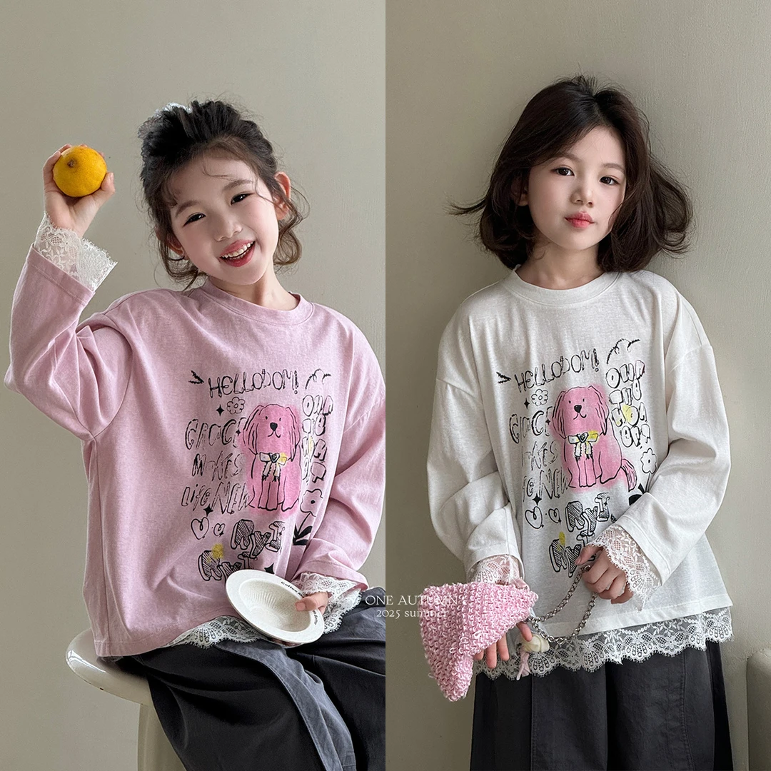 现货「壹秋ONE AUTUMN」【沫许】】雪花棉边卡通T恤女童夏上衣GX1016