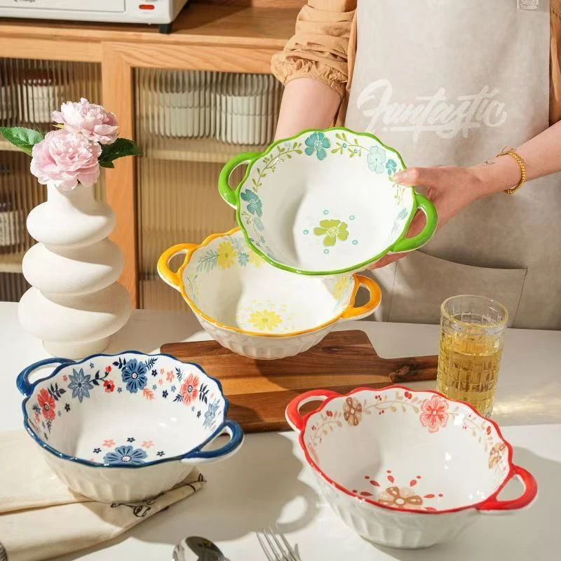 日式双耳碗1只装【花色随机】网红米饭碗