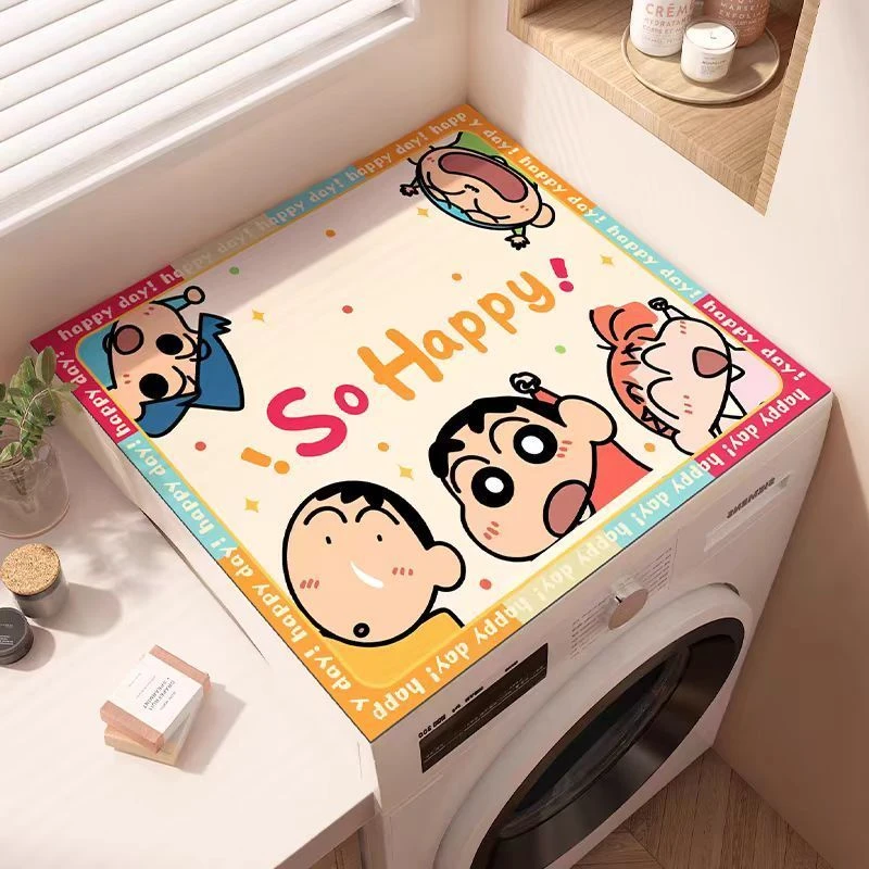 卡通蜡笔小新滚筒洗衣机盖垫吸水防滑台面垫冰箱床头柜盖布防尘罩