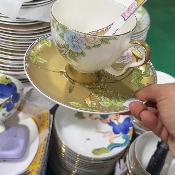 瓷片琴瑟和鸣咖啡杯三件套微瑕