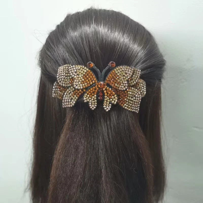 优雅成人后脑勺蝴蝶结顶夹横夹马尾水钻发夹弹簧发饰头饰夹子发卡