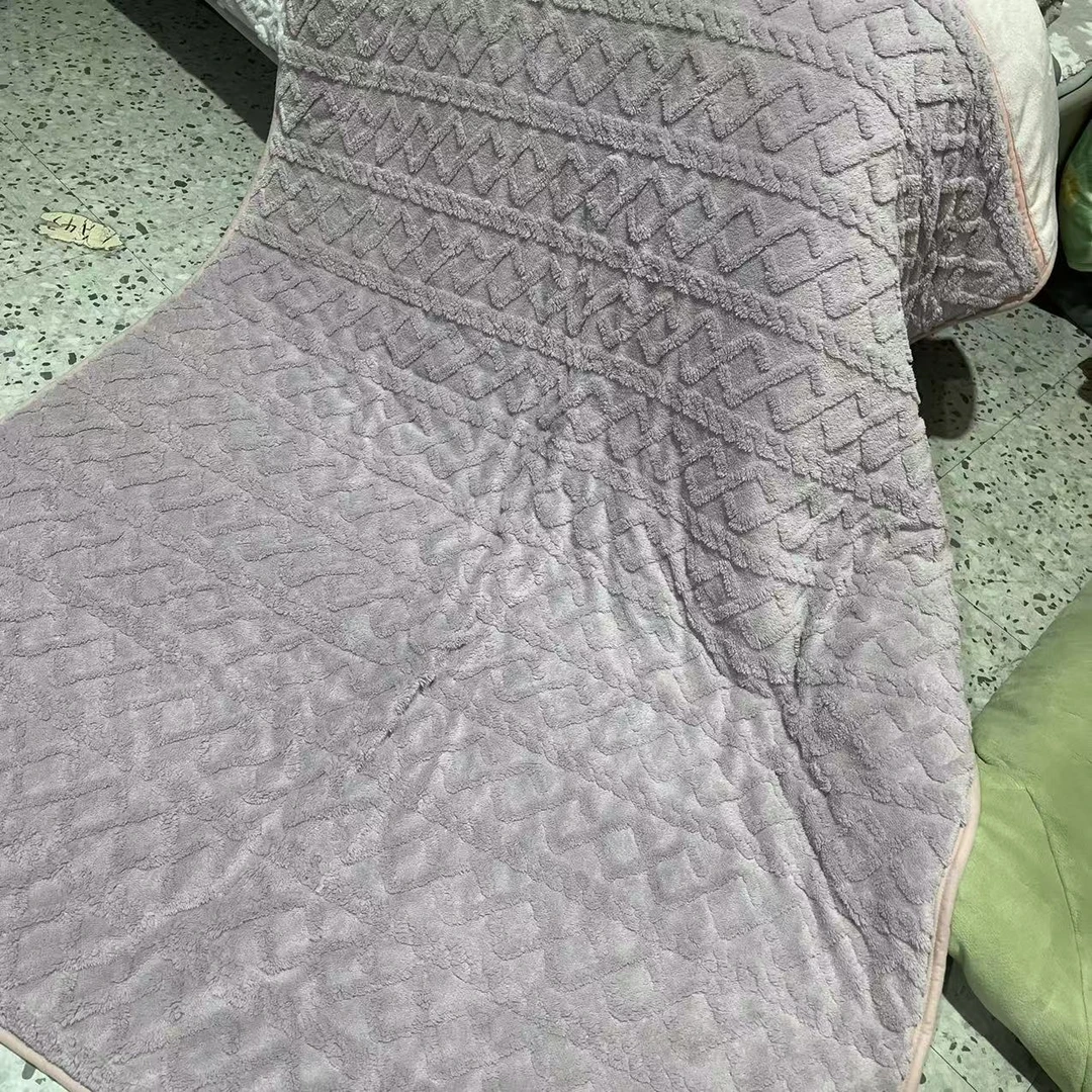 紫色麻花1.8*2.0被子印花多功能奶绒单人双面加厚两用夹棉