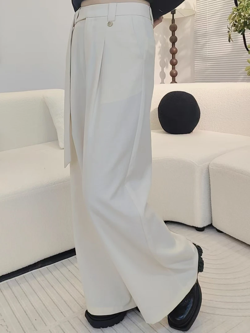 【逸适悠裤】女春季新款高腰西装直筒休闲裤高级感宽松阔腿裤0799