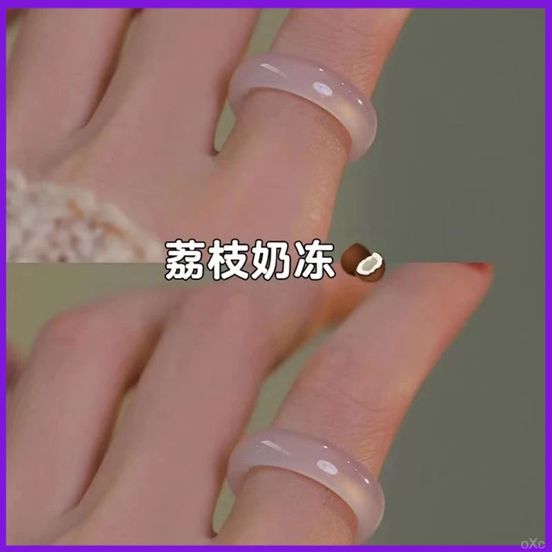 钛钢戒指小众荔枝冻戒指女 感套装树脂潮流食指指环彩色