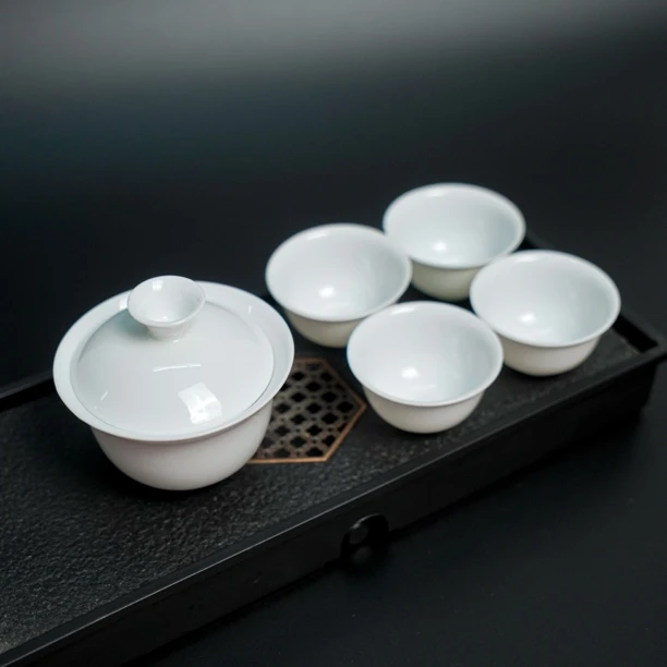 陶瓷盖碗家用功夫茶具套装茶杯茶壶茶具茶具套装高端全套白瓷茶器
