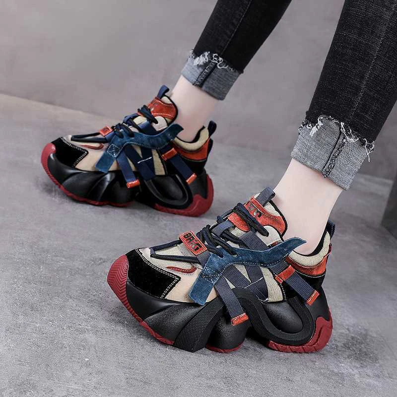 2025春季新款时尚低帮女鞋厚底增高休闲运动鞋ins老爹鞋潮流网红