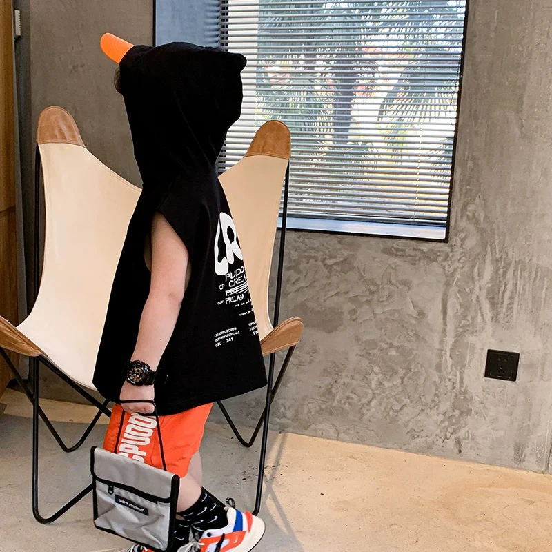 4209男女童休闲时尚潮流百搭洋气夏季连帽背心