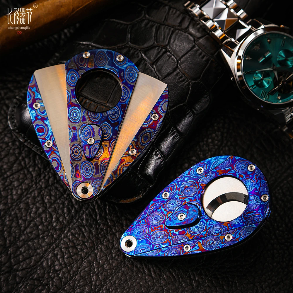 长衫器节M390钛锆大马士革雪茄剪奥地利进口不锈钢雪茄刀剪经典款