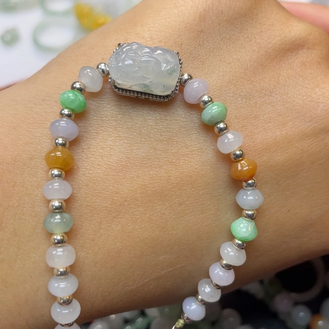 翡翠手链银S925镶嵌47999999999