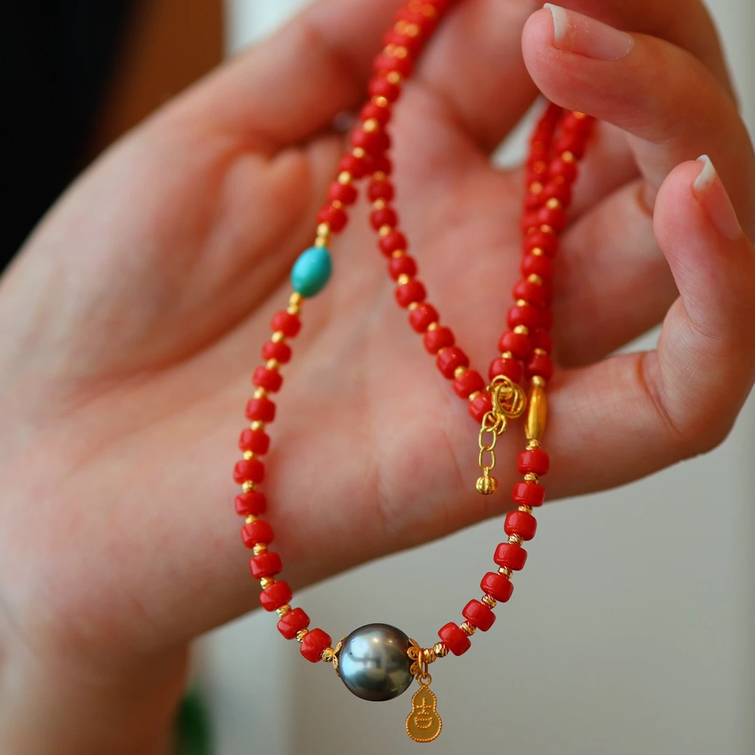 非金属布艺项链 全新设计阿卡女士配银灰珠k18项链（多样性发货）