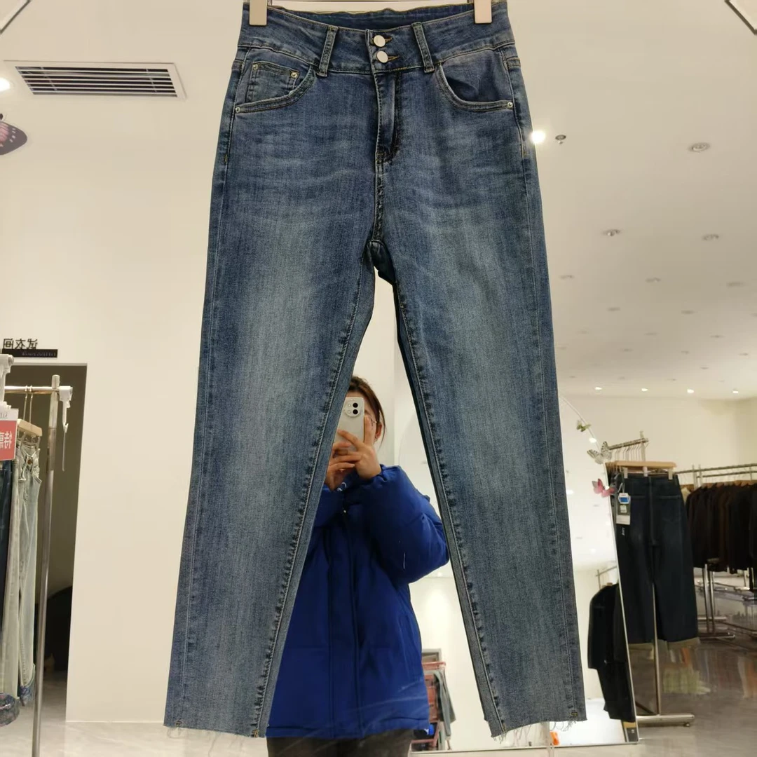 A4-2【3165】韩系简约通勤百搭显瘦小脚弹力牛仔裤