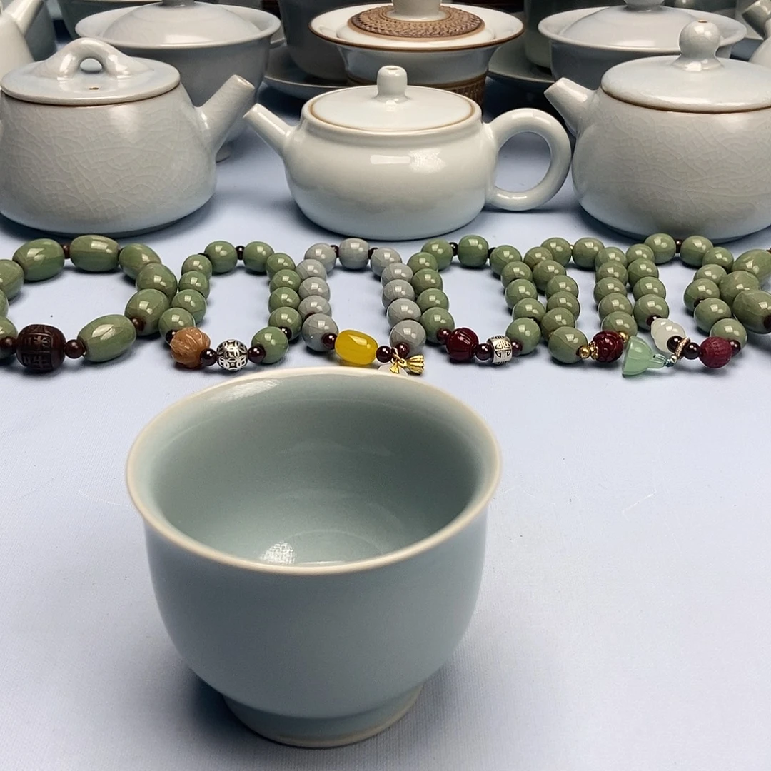 杯微微瑕天青玉兰杯原矿原釉原产地