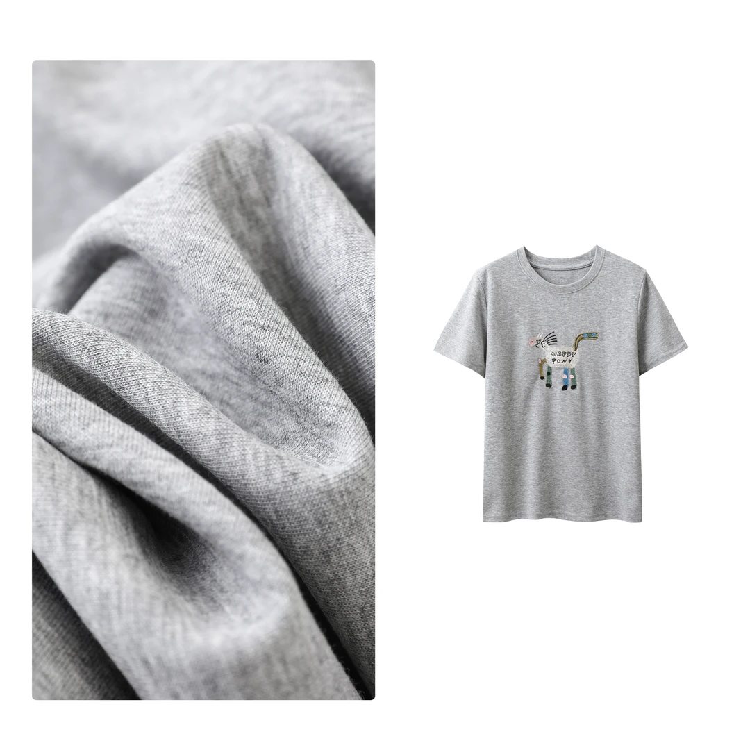 B 门店24&9！童趣小马刺绣！佰搭单品/夏日棉感亲肤短袖T恤女C20578