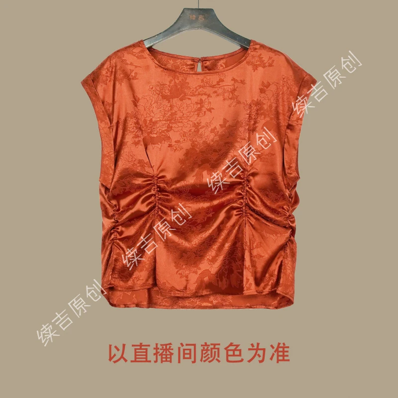 原创设计24-1157【蔷薇之舞】时尚休闲圆领无袖衬衫