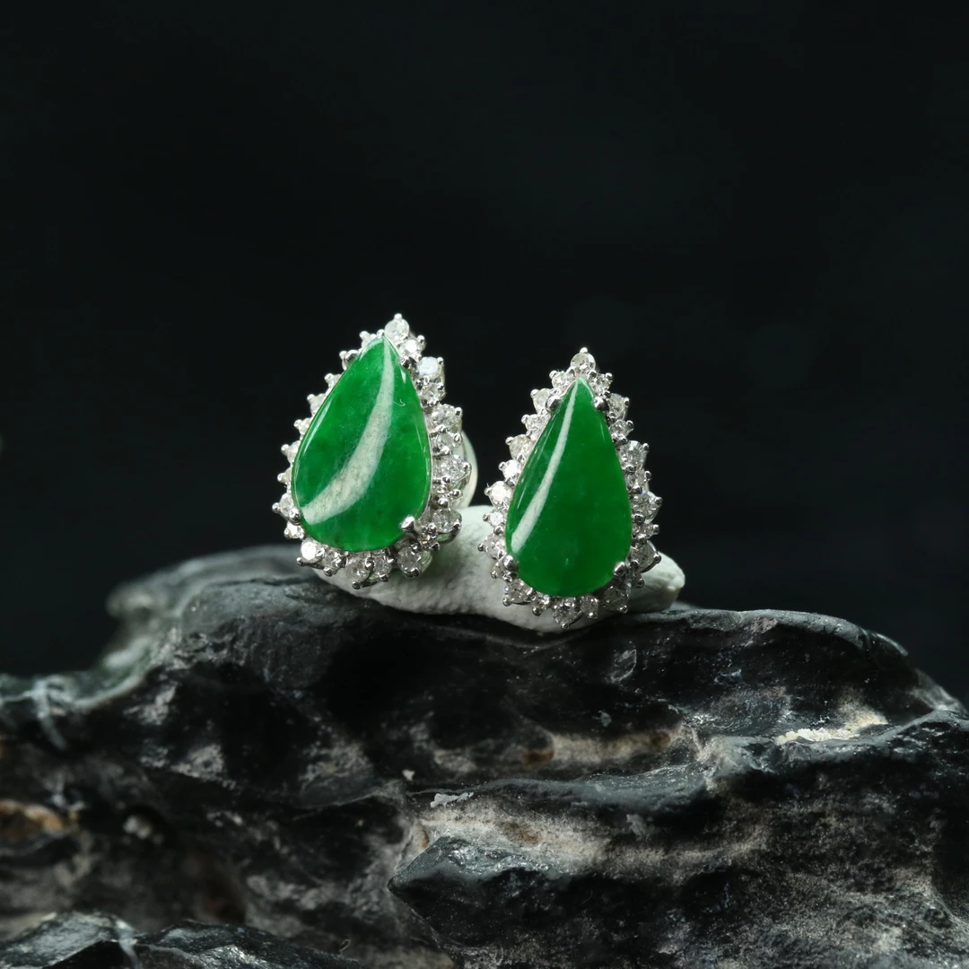 FC29天然缅甸翡翠A货18k耳饰/100580/保利厦门拍卖