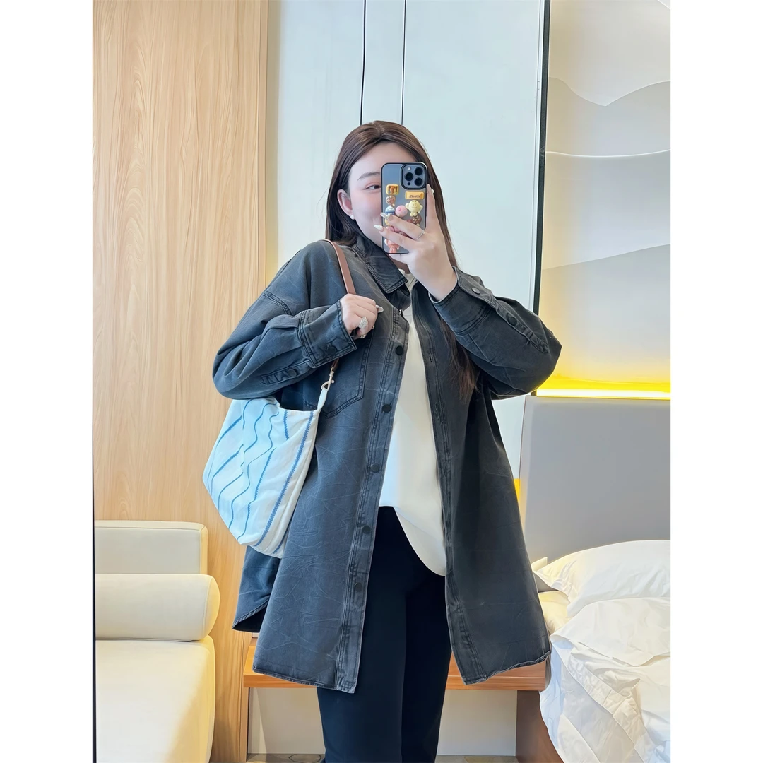 断码捡漏~深邃曲调 /复古扎花牛仔外套13769花契200斤胖mm春季