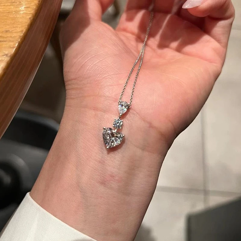 Jusong klein 钛钢项链 爆闪爱心项链女轻奢水滴气质心形锁骨链