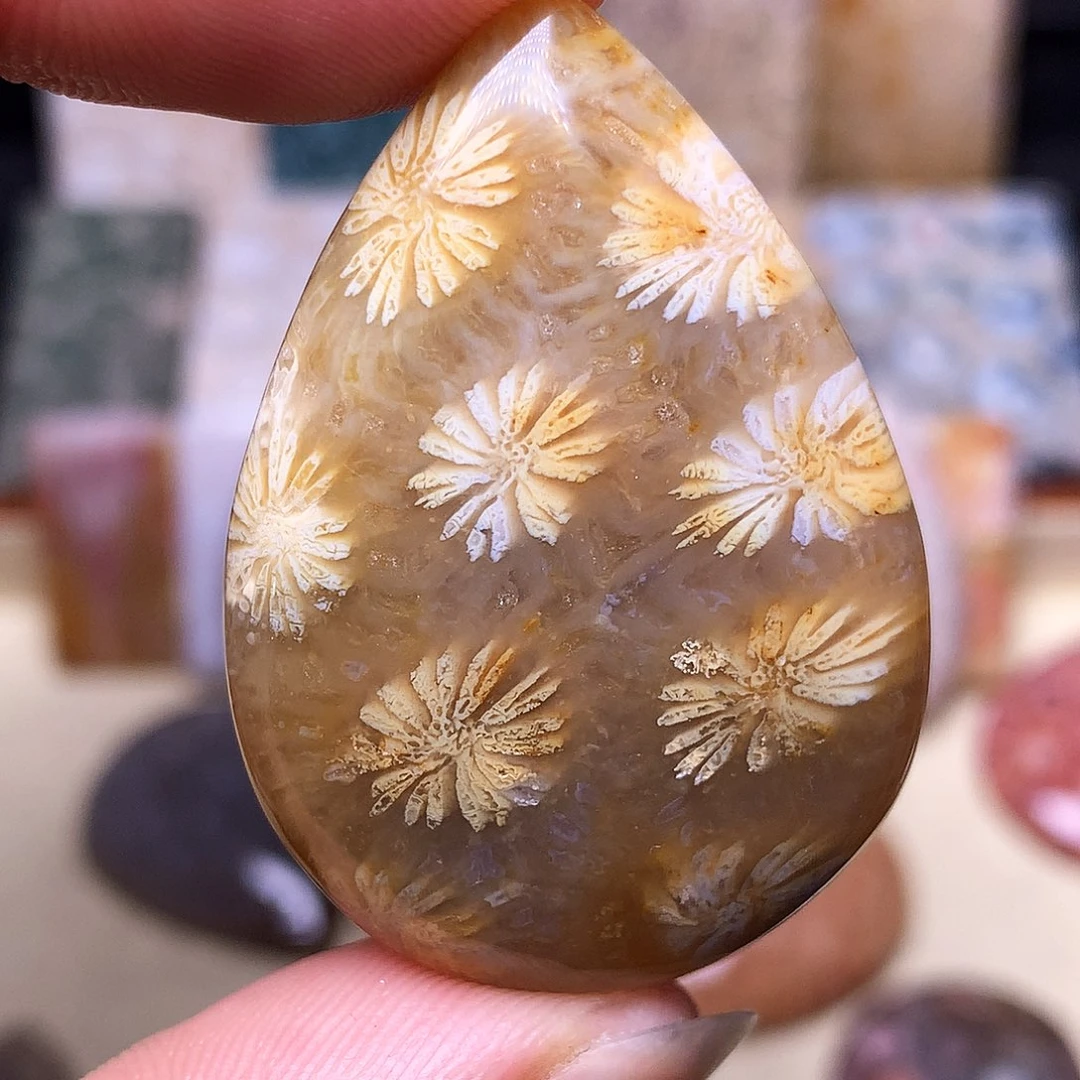 长石玉珠宝半成品合金荷**色