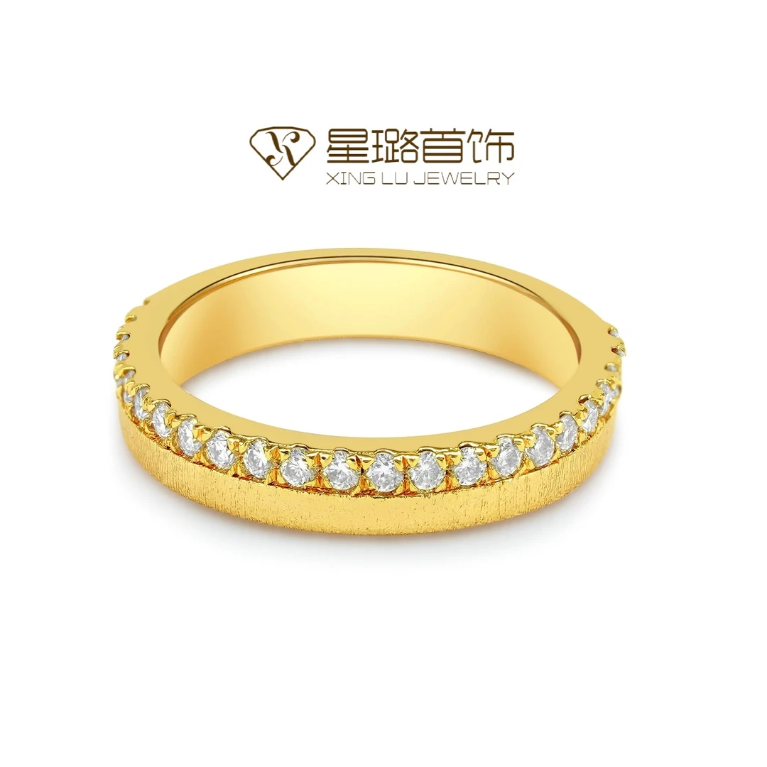 925银莫桑石戒指 【马德里】时尚轻奢拉丝莫桑石结婚戒指情侣闺蜜戒
