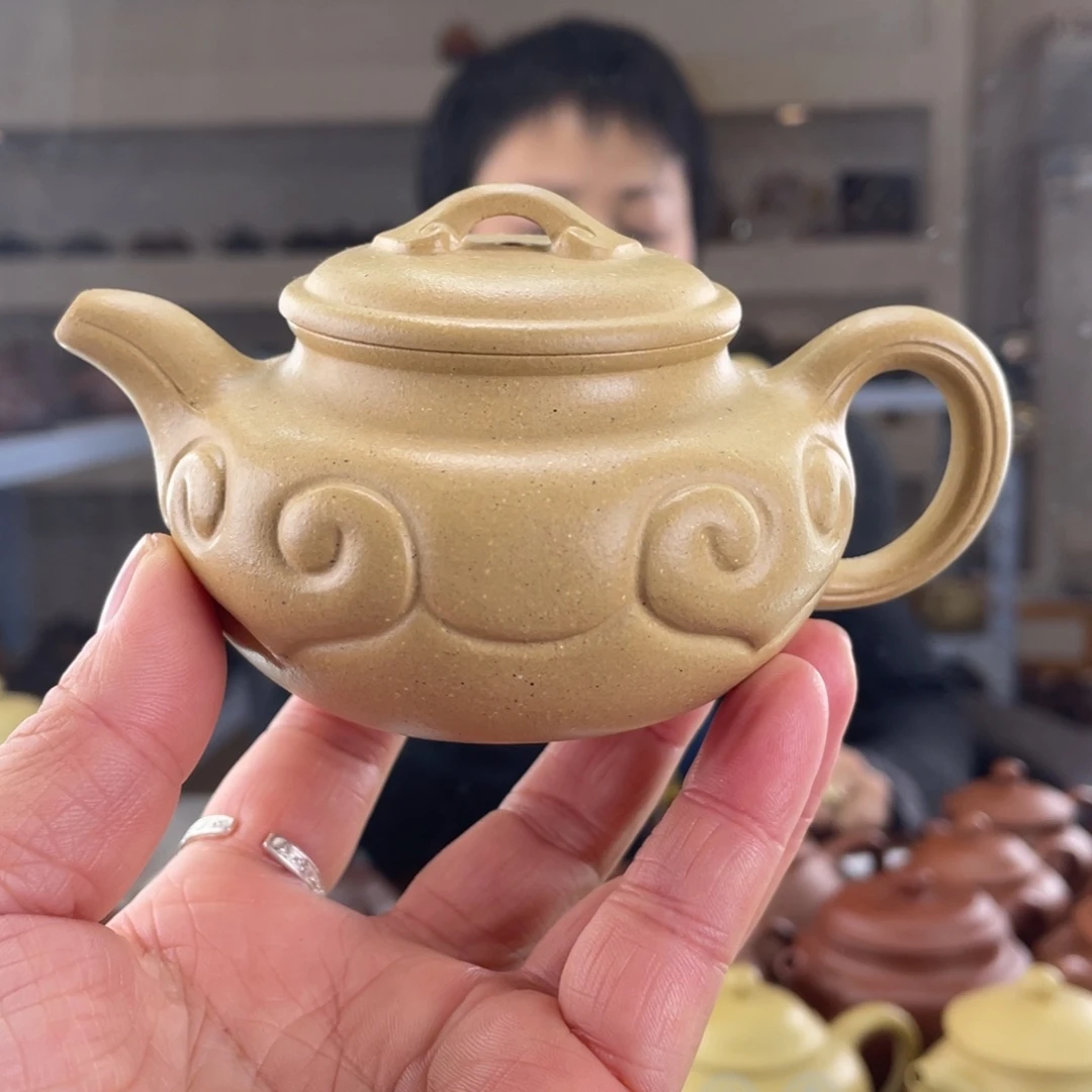 紫砂茶壶大水潭阴山梨皮仿古如意150cc