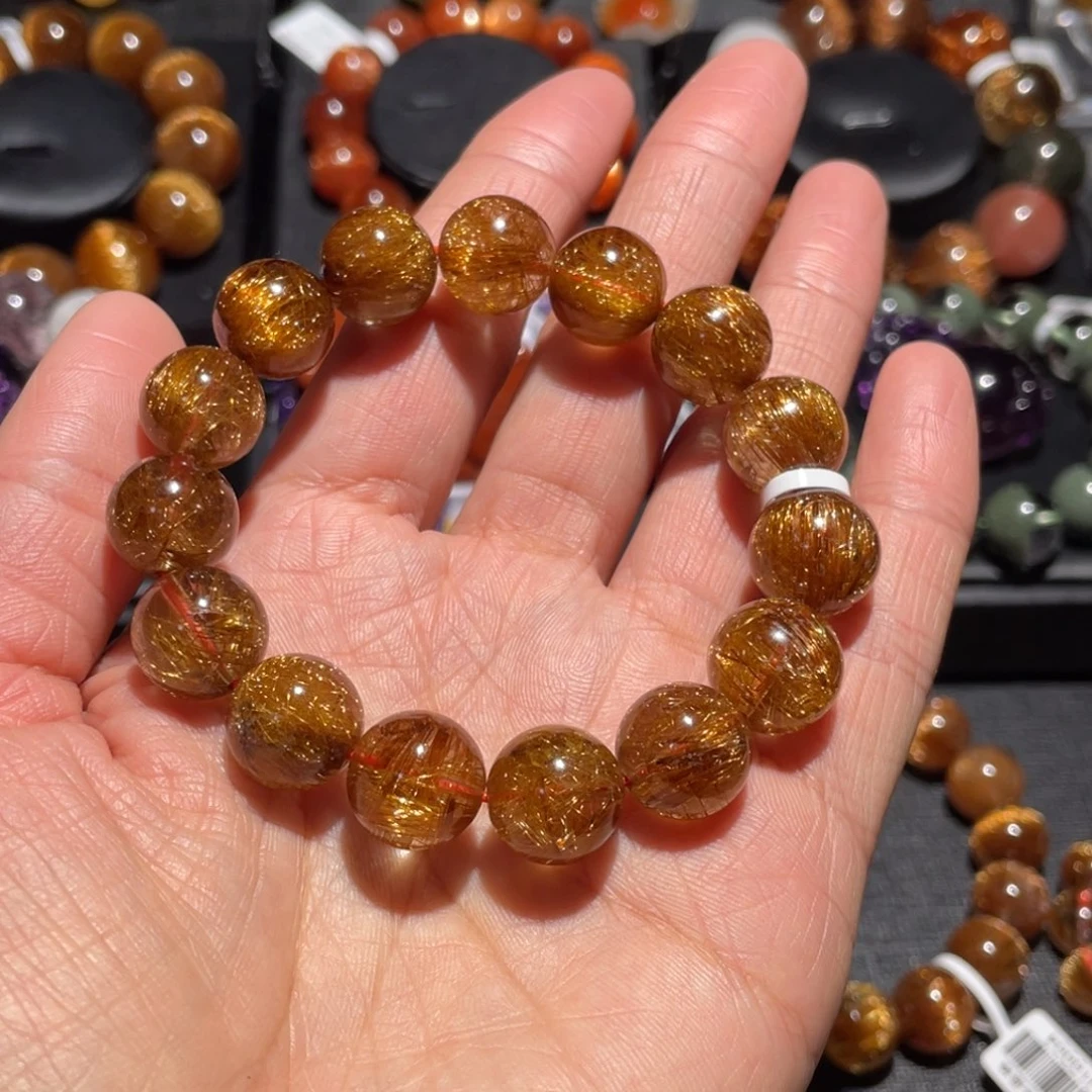 水晶手链未镶嵌l****轩铜发晶手链13mm左右