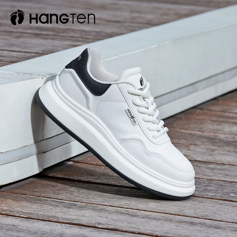 Hang Ten春季新款商务男鞋百搭时尚低帮韩版厚底增高潮流休闲板鞋