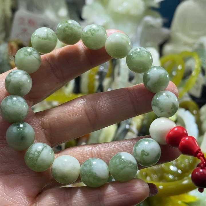 岫玉未镶嵌手链老油翠