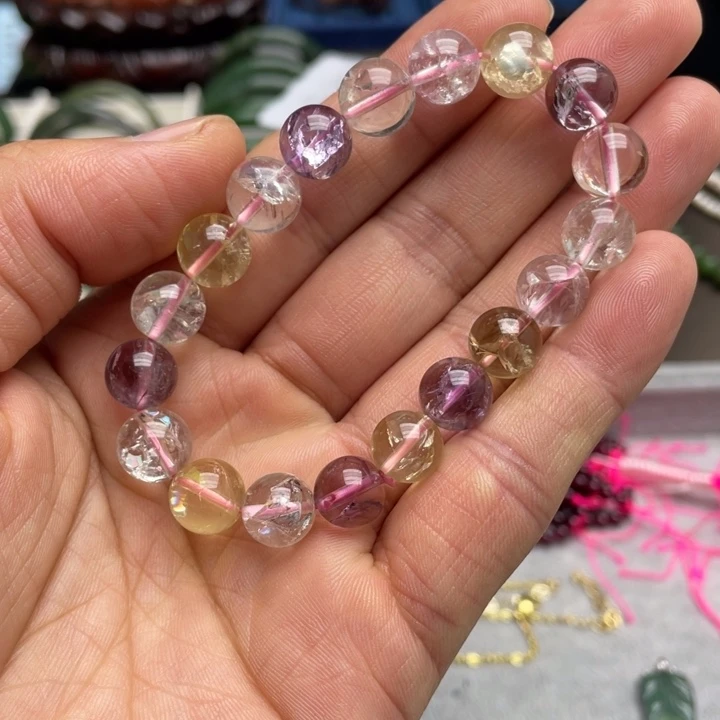 未镶嵌手链烟晶紫黄胶花手链卡10.5mm