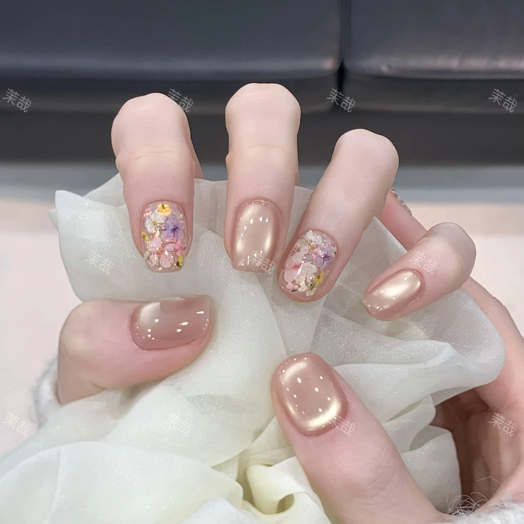 【琉璃干花】纯手工定制美甲拆卸穿戴甲A3599