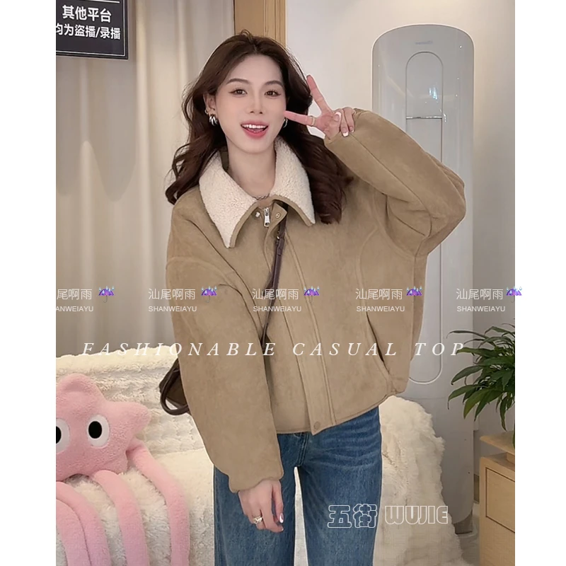 独特超好看冬仿羊羔毛外套女2025新款爆款今年流行的加绒加厚上衣