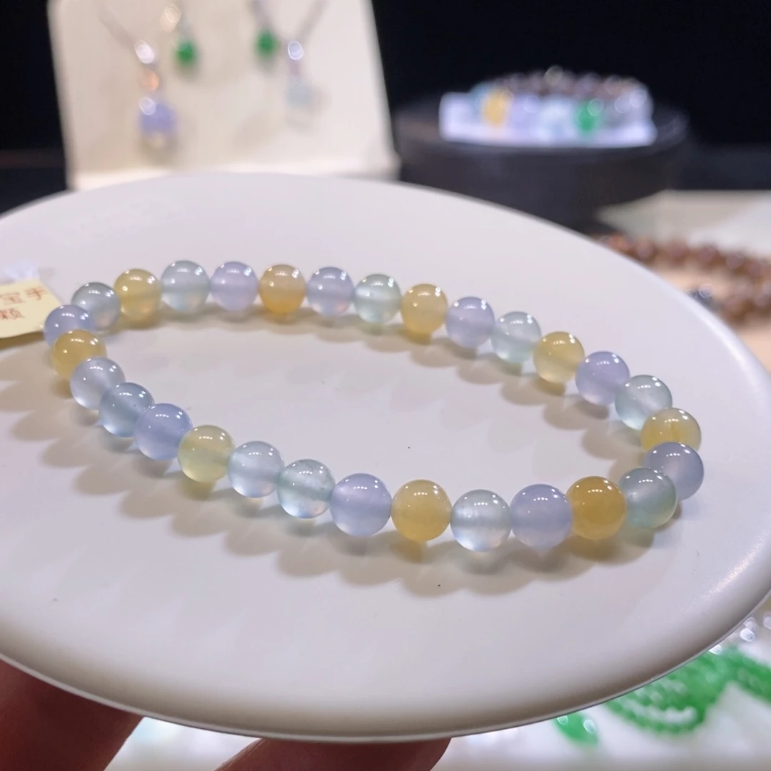 翡翠未镶嵌颈饰翡翠糖果色系手串