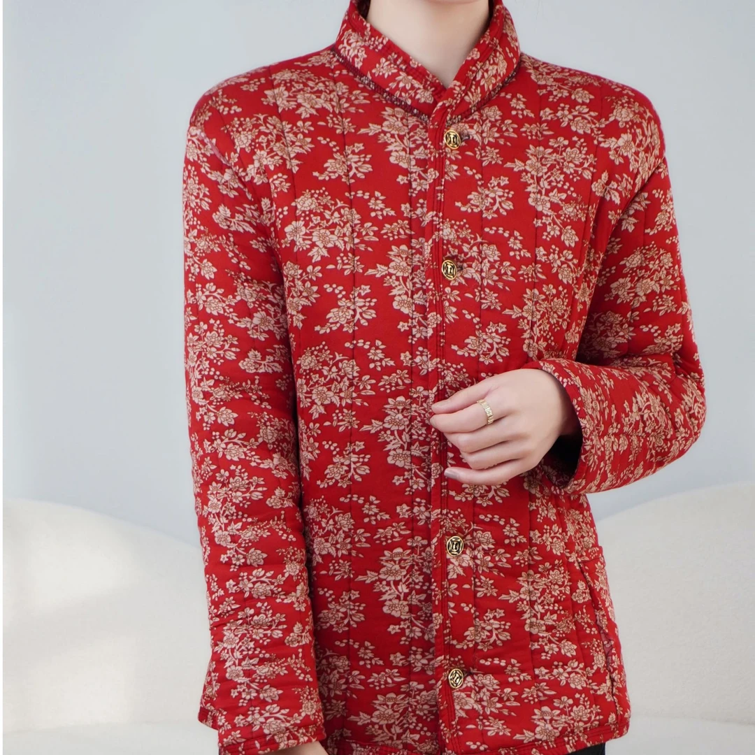 【一件代发】妈妈棉袄中老年女士花棉袄棉袄碎花棉袄百搭妈妈装长袖