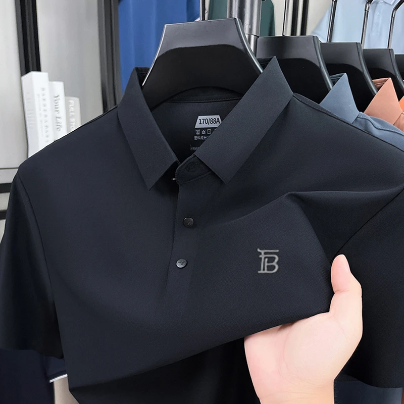 夏季新款奢品英伦巴家男士短袖t恤高档商务休闲纯色翻领polo衫男