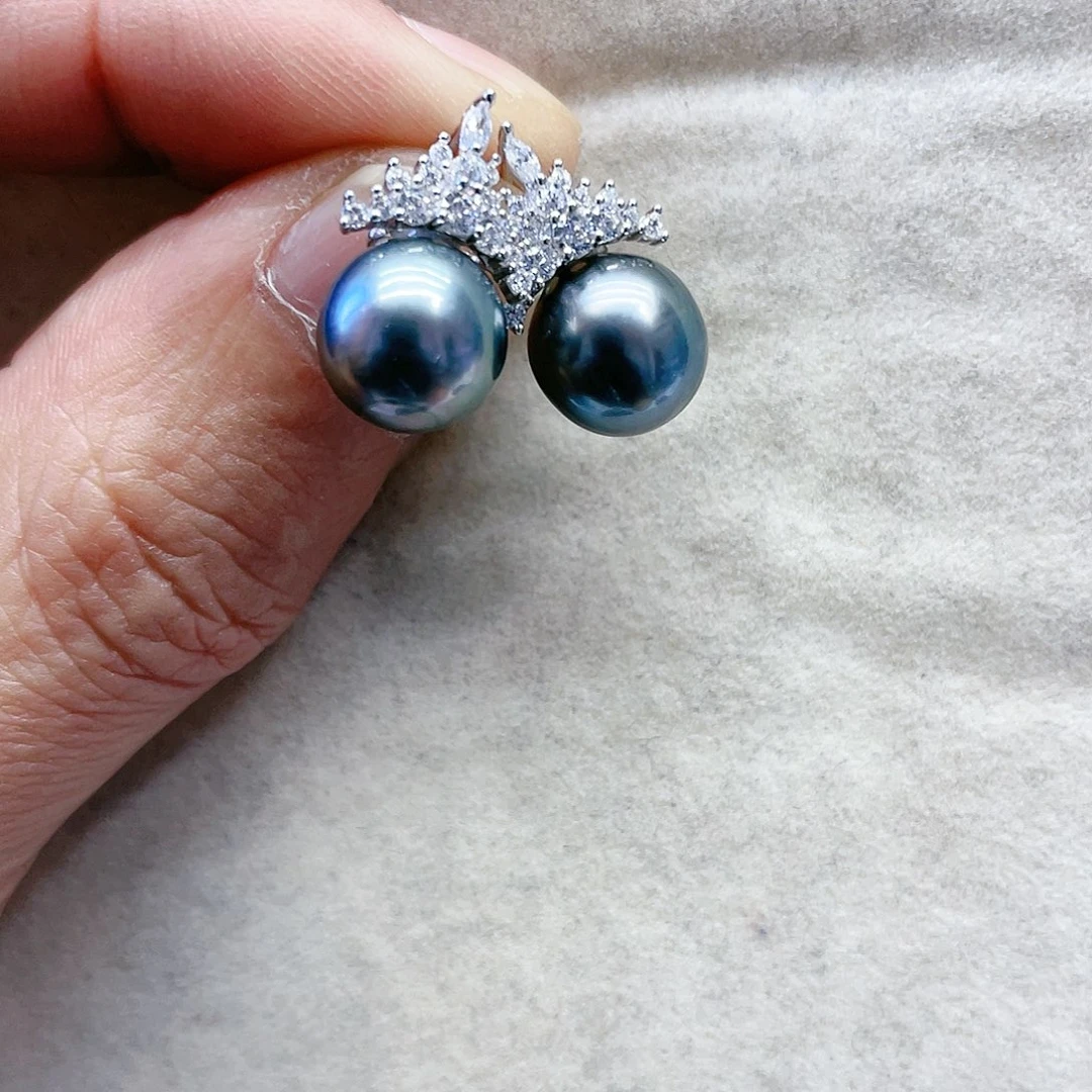 海水珍珠耳饰银S925镶嵌