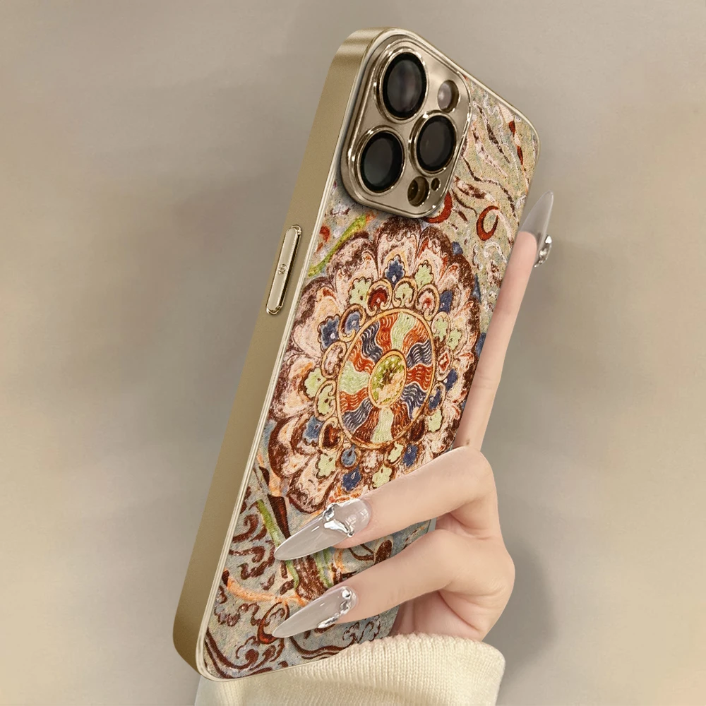 溢彩莲花适用苹果16pro手机壳iPhone15/17新款i14高级防摔保护套