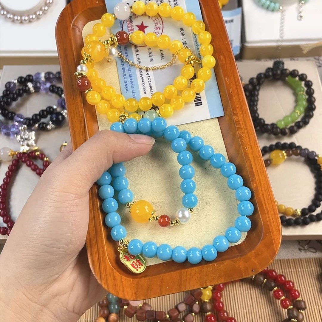 绿松石手饰银S925镀金镶嵌