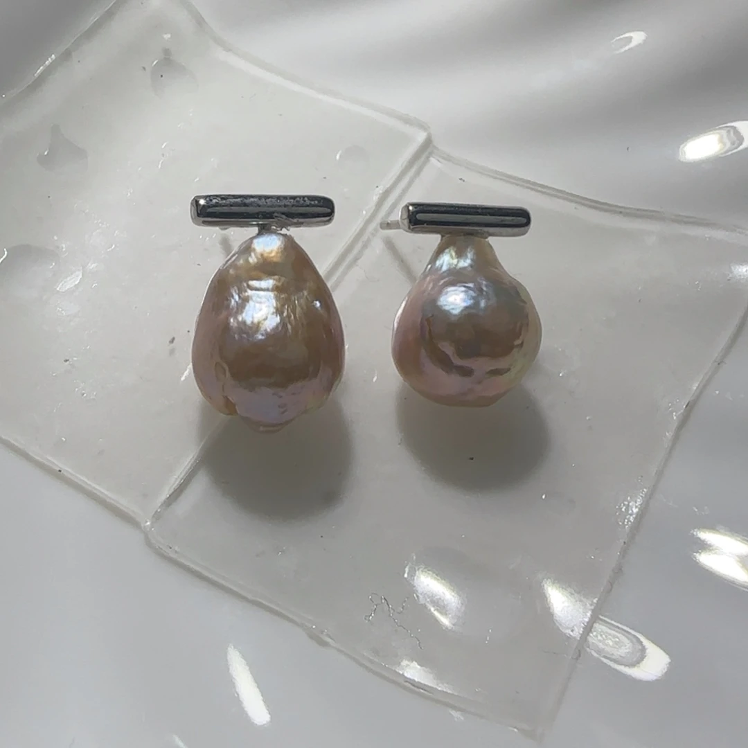 银S925镶嵌淡水珍珠耳饰