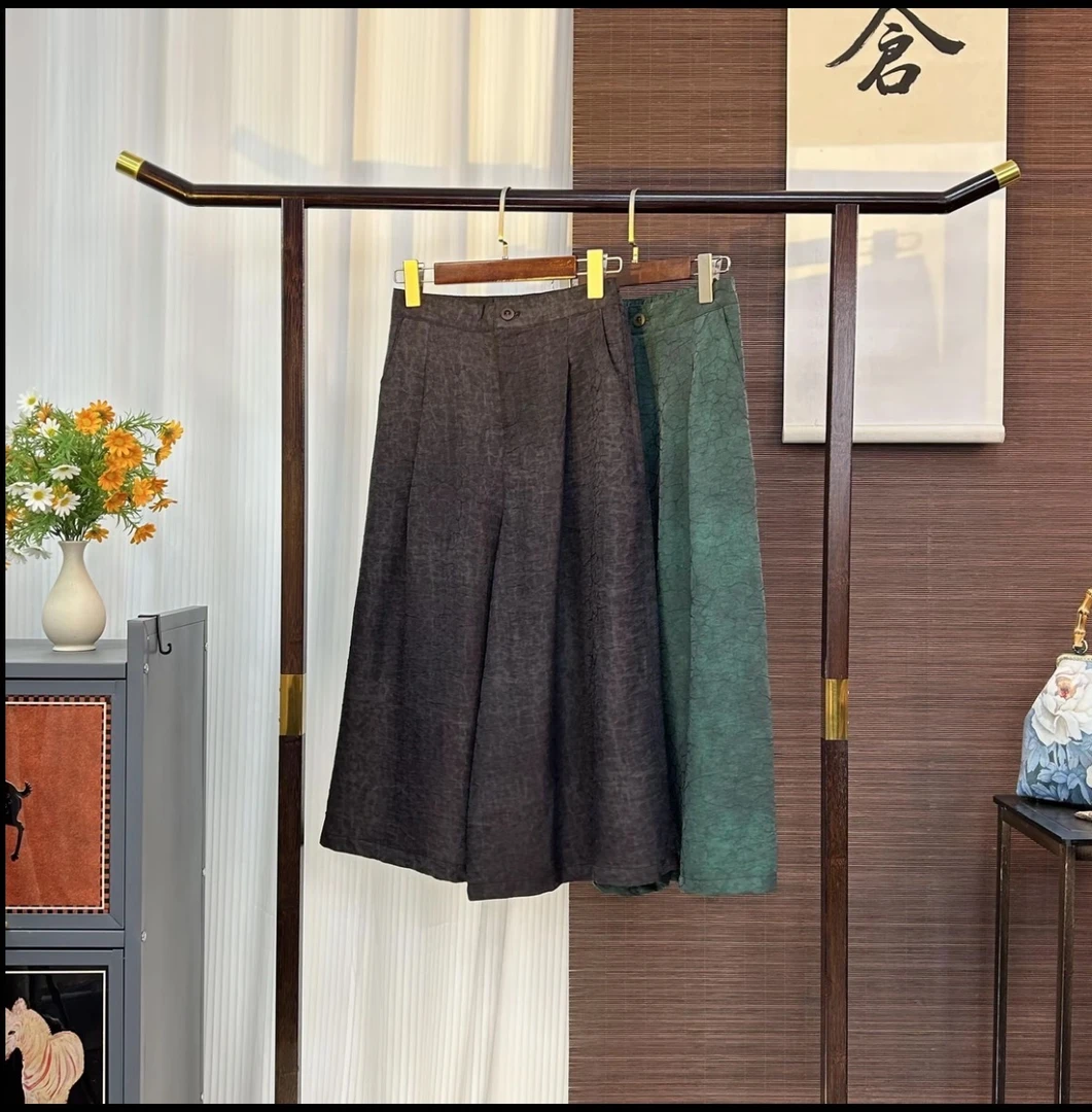 【裂纹1443】新中式龟裂纹9分裤百搭