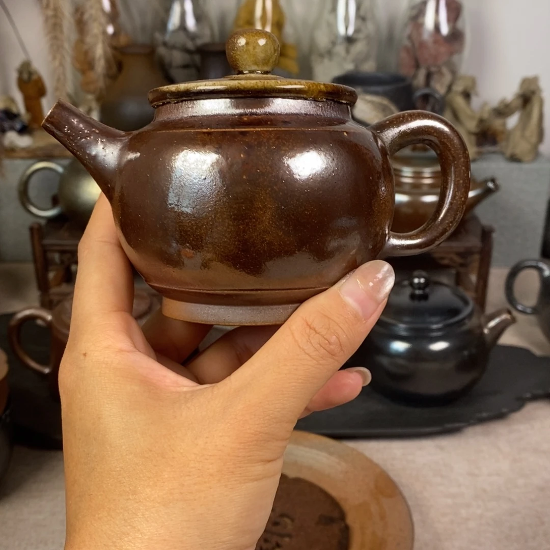 建水紫陶柴烧白泥茶壶