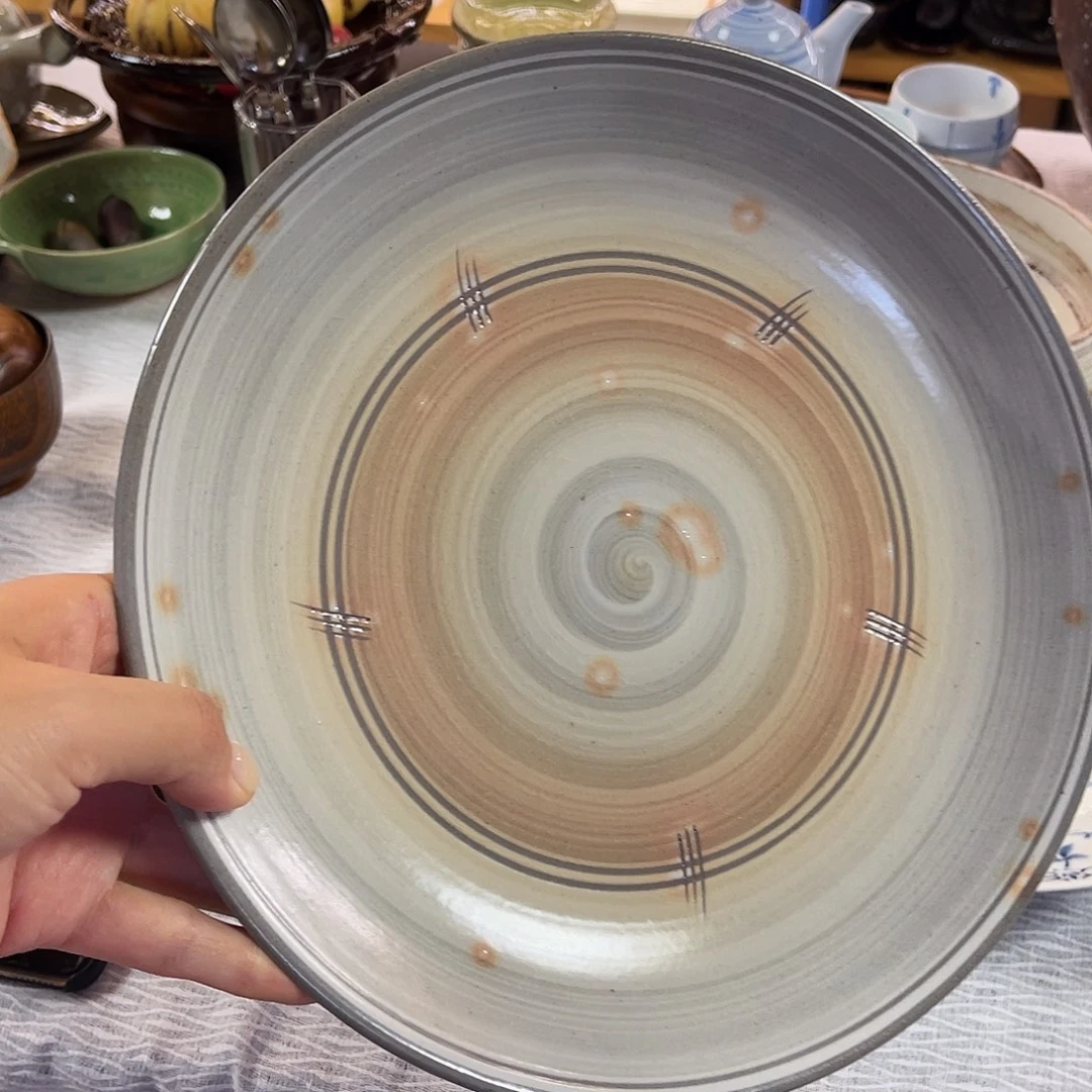 瓷片橘吉粉引盘子来咯45