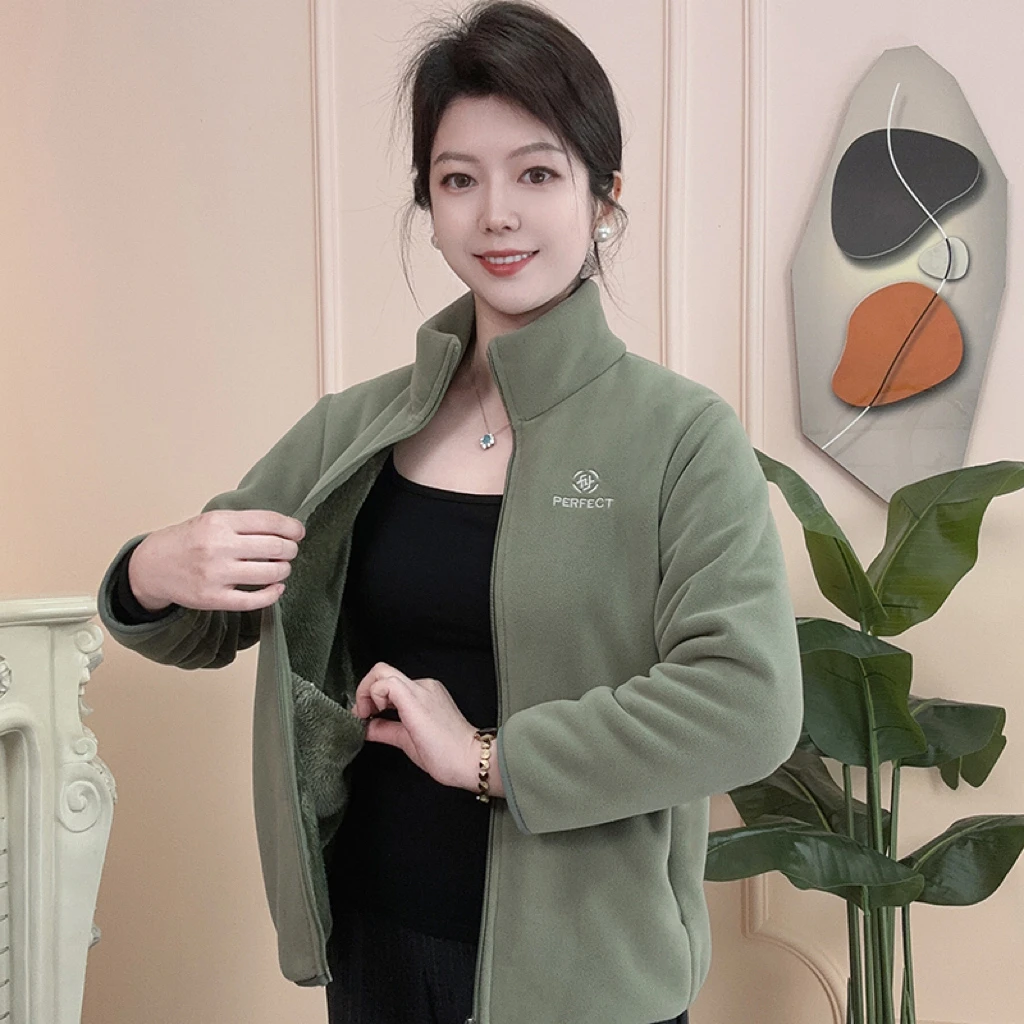 【秋季上新】春秋时尚休闲外套运动百搭气质加绒厚立领保暖妈妈装